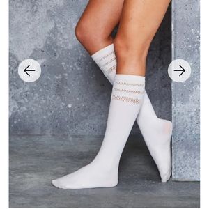 BLACKMILK SPORTY STRIPES WHITE KNEE HIGHS - LIMITED OSFA